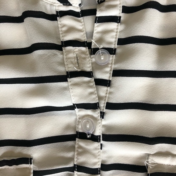 ELODIE Black & White Striped Blouse - Picture 9 of 10